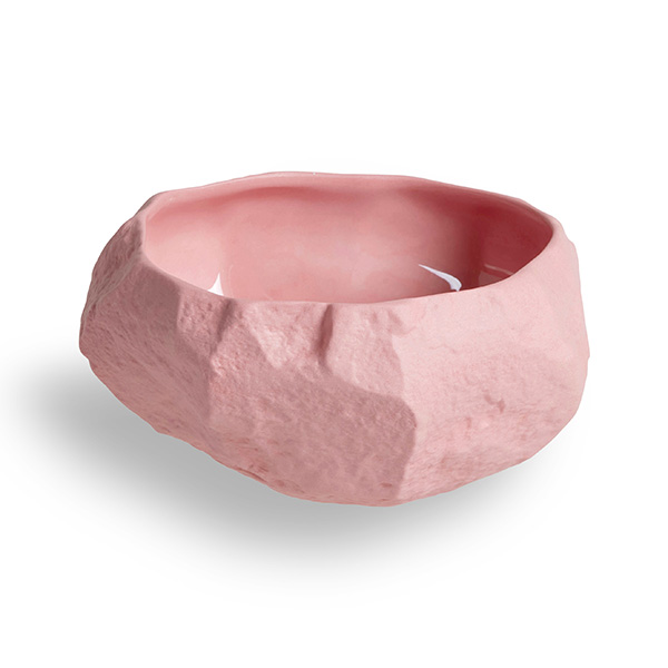 Crockery Pink Bowl with Max Lamb by 1882 Ltd. Hand carved by Max out of plaster to form the overall shape
