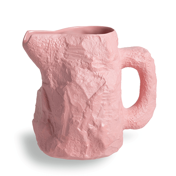 Crockery Pink Jug by Max Lamb with 1882 Ltd. cast in pink stained earthenware, each edge hand chipped by Max in his Studio
