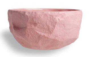 Side view of crockery pink Large Deep Bowl by 1882 Ltd. with Max Lamb