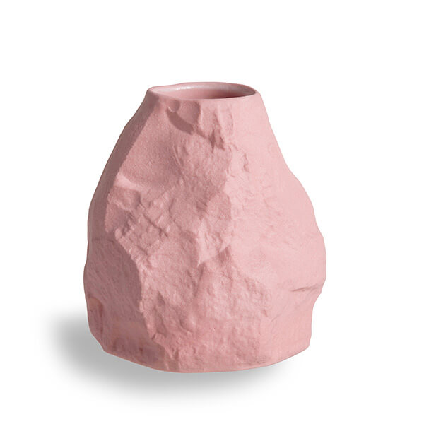 Posy Vase in Crockery Pink by Max Lamb with 1882 Ltd. cast in pink stained earthenware, created from hand carved models