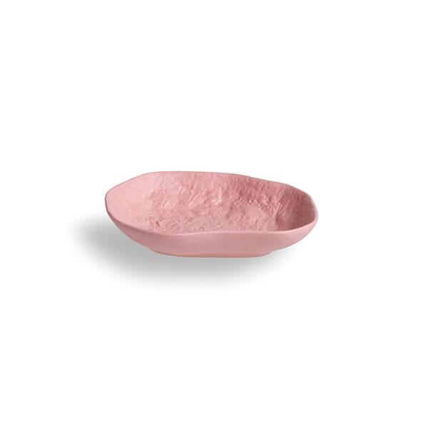 The small Crockery Pink platter is the perfect catch-all, created by 1882 Ltd. with Max Lamb, pink stained earthenware is poured into a mould crafted from hand chipped models